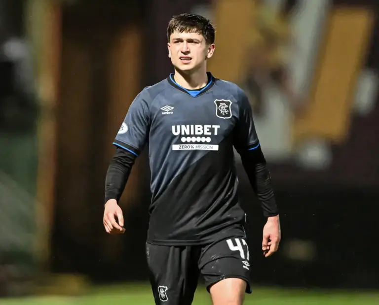 Mikey Moore in Rangers action. Image credit: SNS Group.