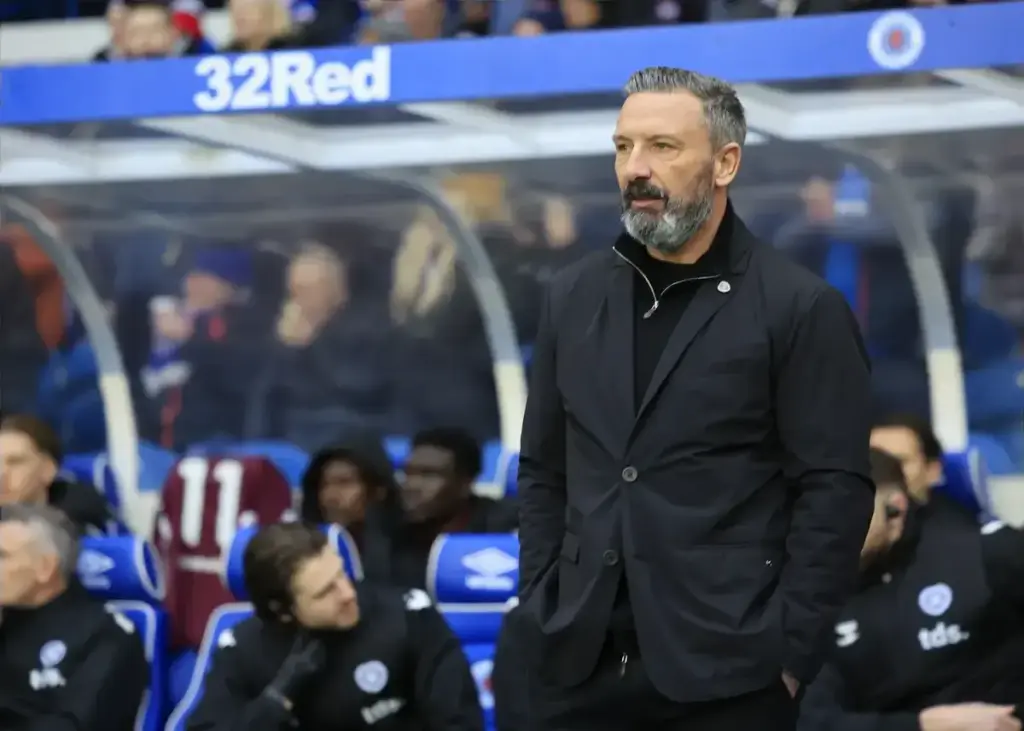 Derek McInnes Heart of Midlothian Manager during the William Hill Premiership match at Ibrox Stadium, Glasgow
15/02/2026